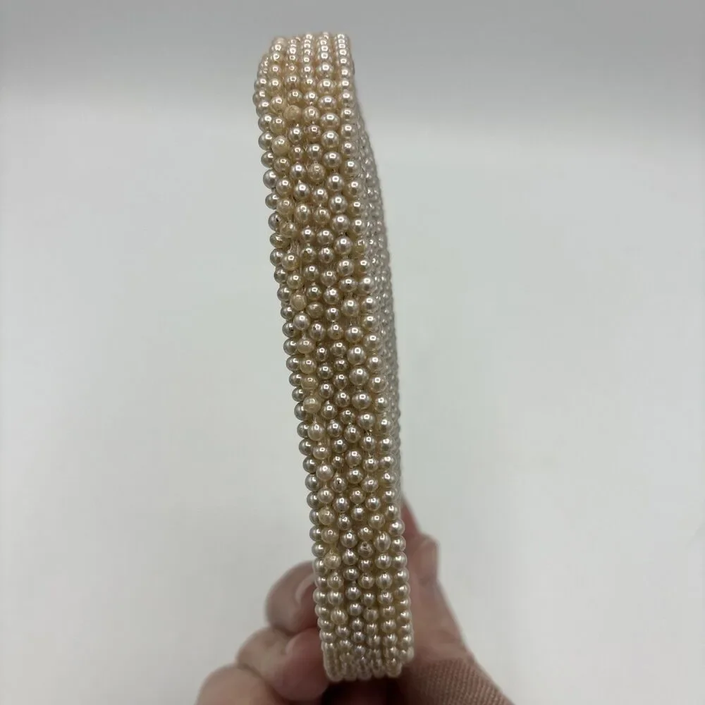 VINTAGE 1950s FAUX PEARL COIN PURSE MADE IN JAPAN SEQUINED WITH FLORAL PATTERN - Picture 4 of 8